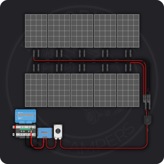 1000W Solar Charging Wiring Kit (10x 100W | 24V Battery Bank)