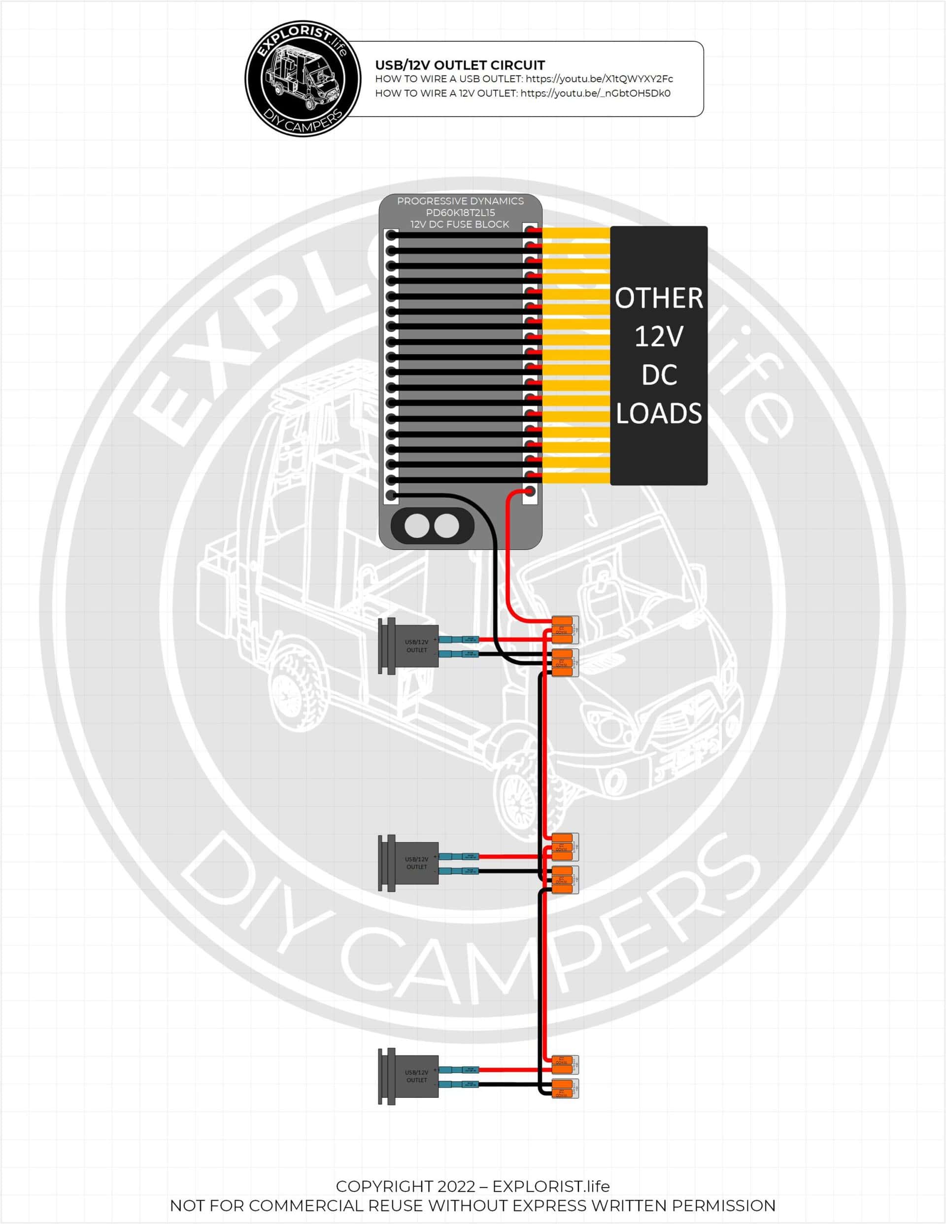 12V/USB Outlet Branch Circuit Wiring Kit EXPLORIST.life