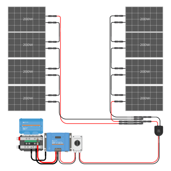 1600W Solar Charging Wiring Kit (8x 200W _ 12V Battery Bank)