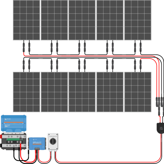 2000W Solar Charging Wiring Kit (10x 200W | 24V Battery Bank)