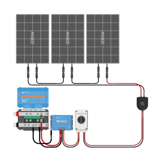 600W Solar Charging Wiring Kit (3x 200W _ 12V Battery Bank)