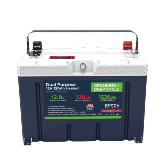 Epoch 12V 120Ah Pro Series - LiFePO4 Cranking & Deep Cycle Lithium Battery (Dual Purpose)